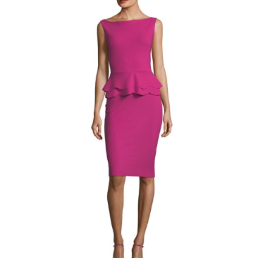 CHIARA BONI LA PETITE ROBE Sebla Sleeveless Peplum Cocktail Dress Pink
